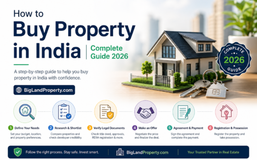 How to Buy Property in India | Complete Guide 2026 — BigLandProperty.com 1 Step-by-step guide how to buy property in India in 2026 with legal verification, registration, payment, and possession.