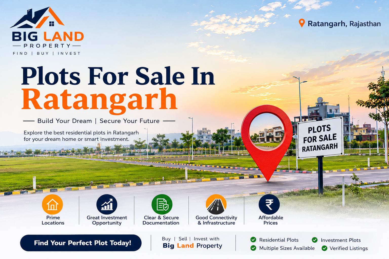 Plots for sale in Ratangarh - residential and commercial land